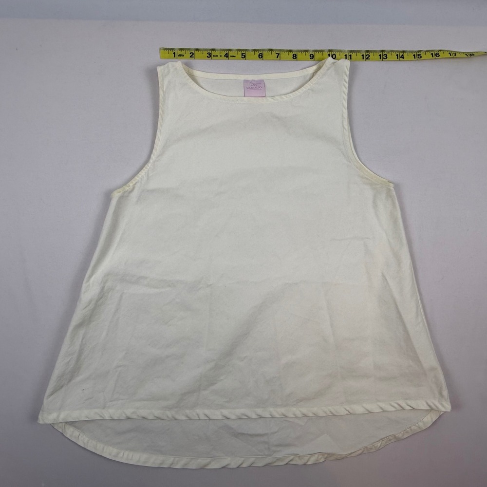 Ann Mashburn Womens XS Sleeveless Flared High-Low Top Cream Cotton Nylon Blend - Picture 6 of 10